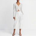 Vince Low-Rise Cropped Parachute Pant Off White Sz 2