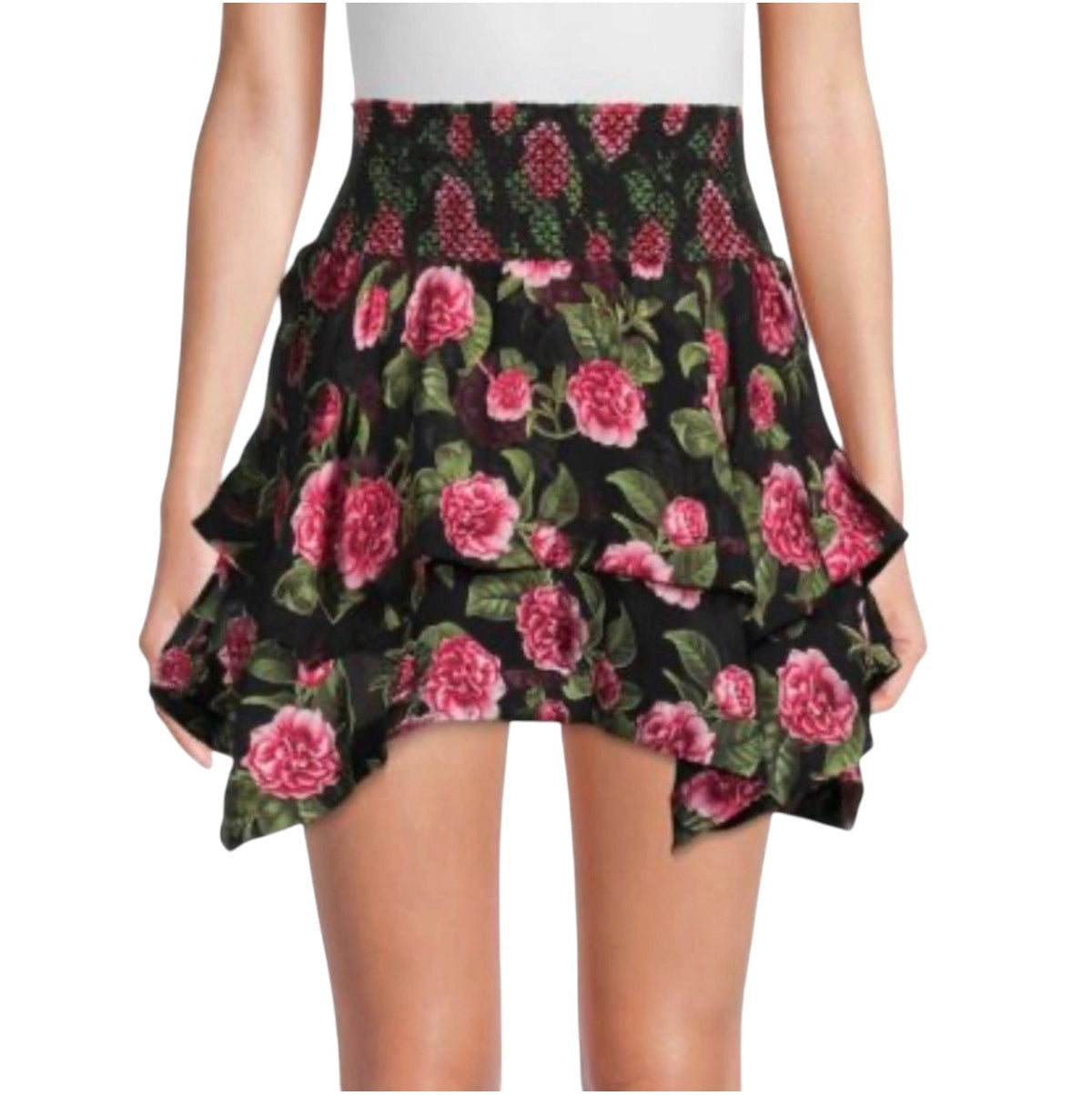 ALICE + OLIVIA
Zarya Asymmetrical Smocked Mini Skirt Cheri Floral Sz 2