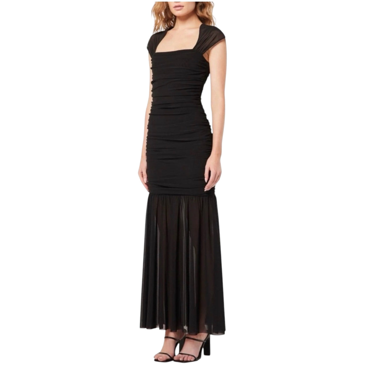 Elliatt Capra Mesh Maxi Dress in Black