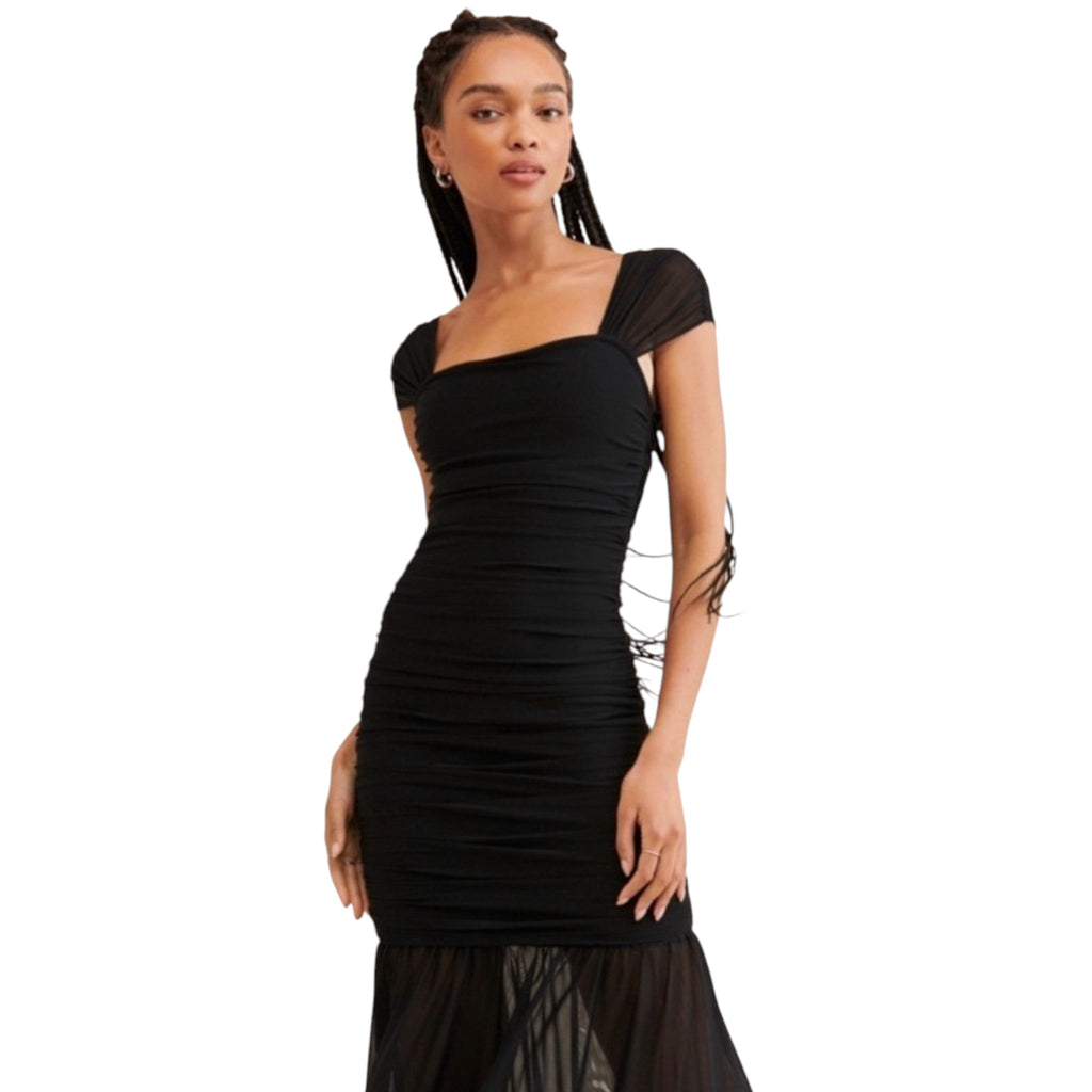 Elliatt Capra Mesh Maxi Dress in Black