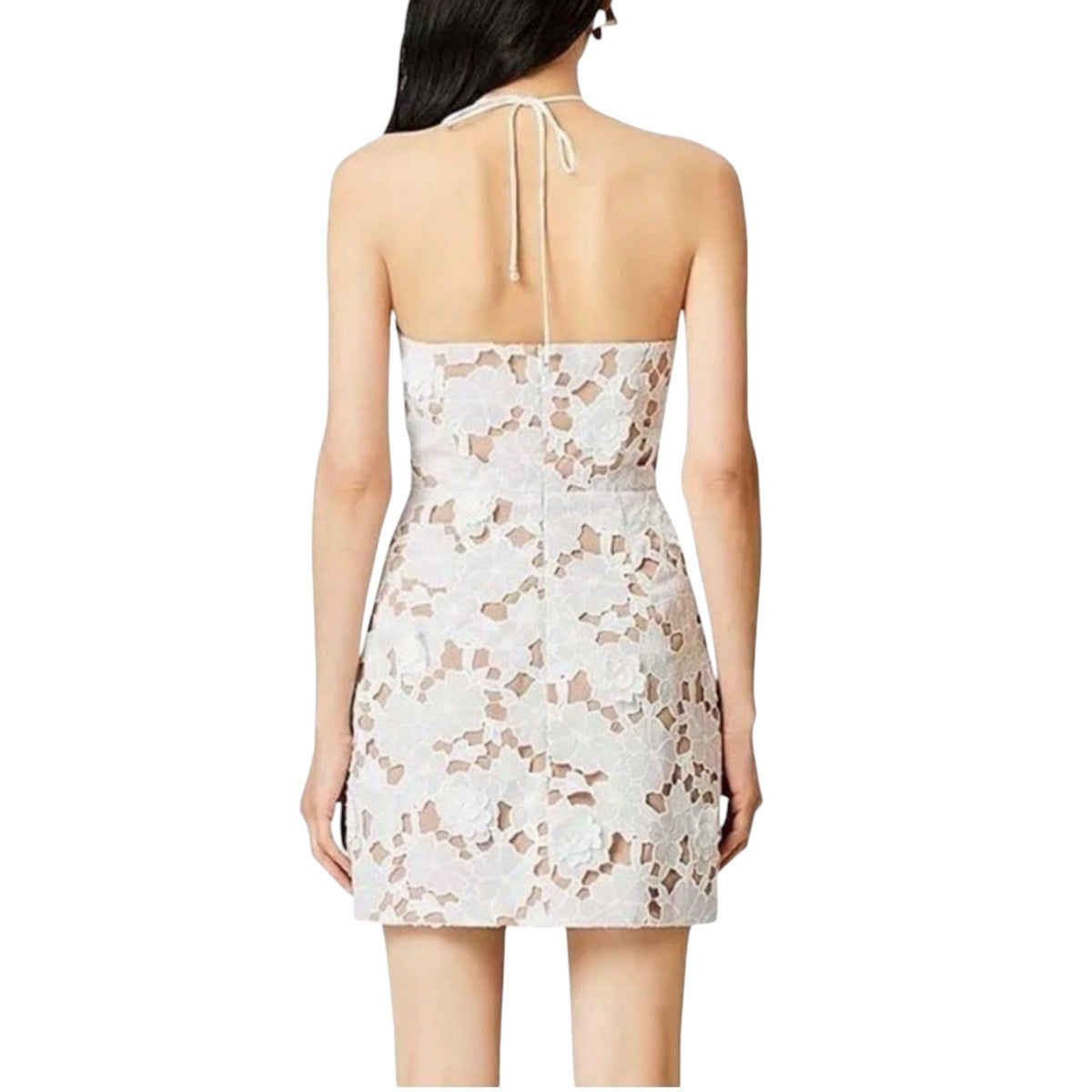 Elliatt Seafarer Lace Halter Neck Mini Dress in White