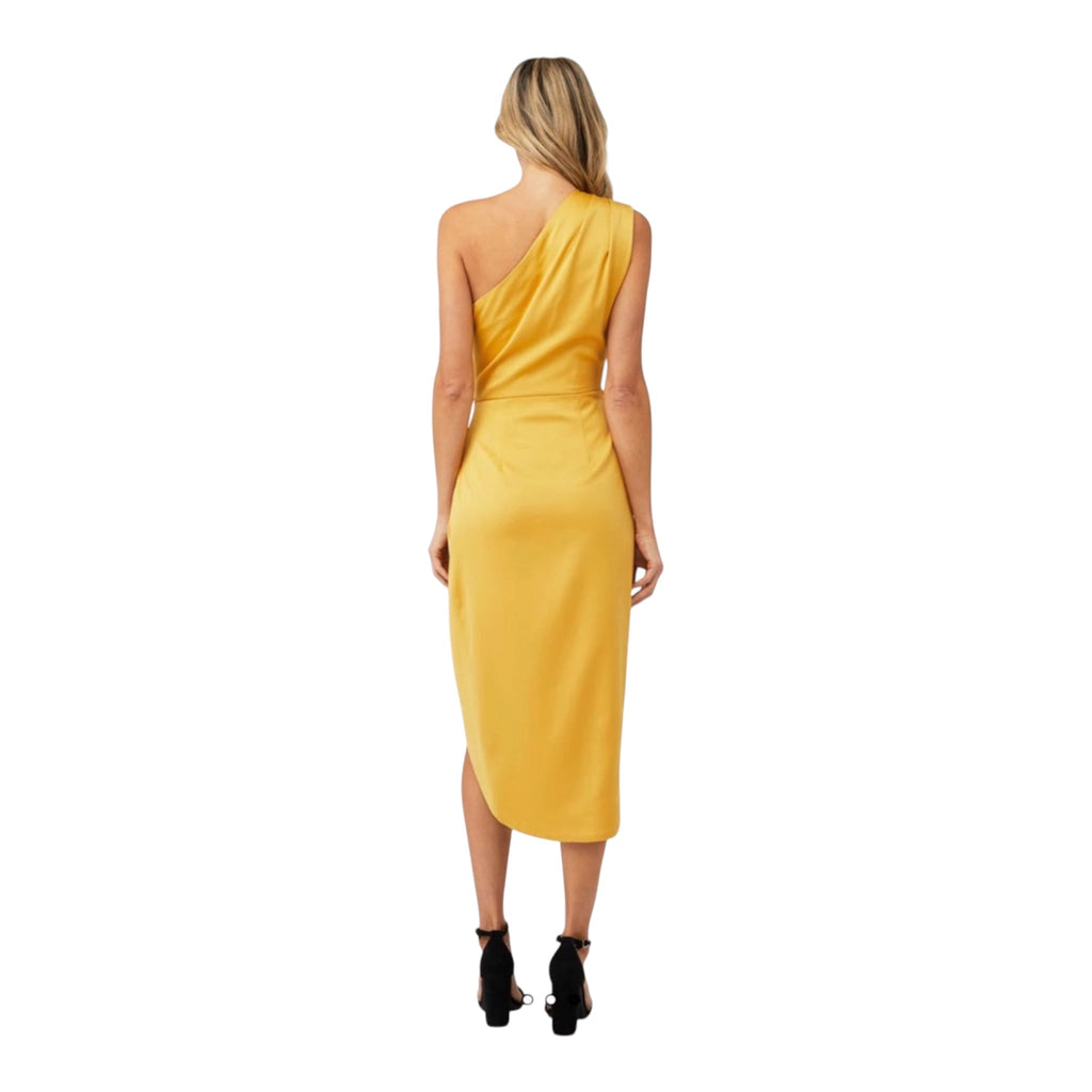 Elliatt Cassini Gold One Shoulder Midi Dress