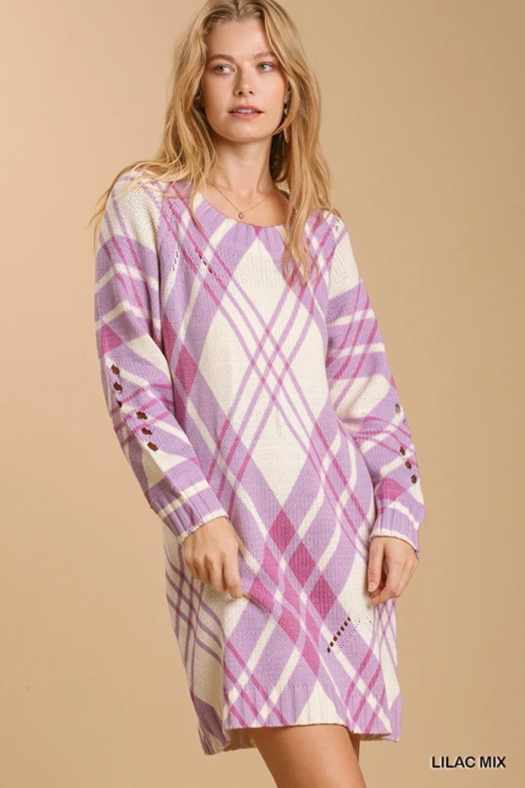 Argyle Distressed Sweater Dress