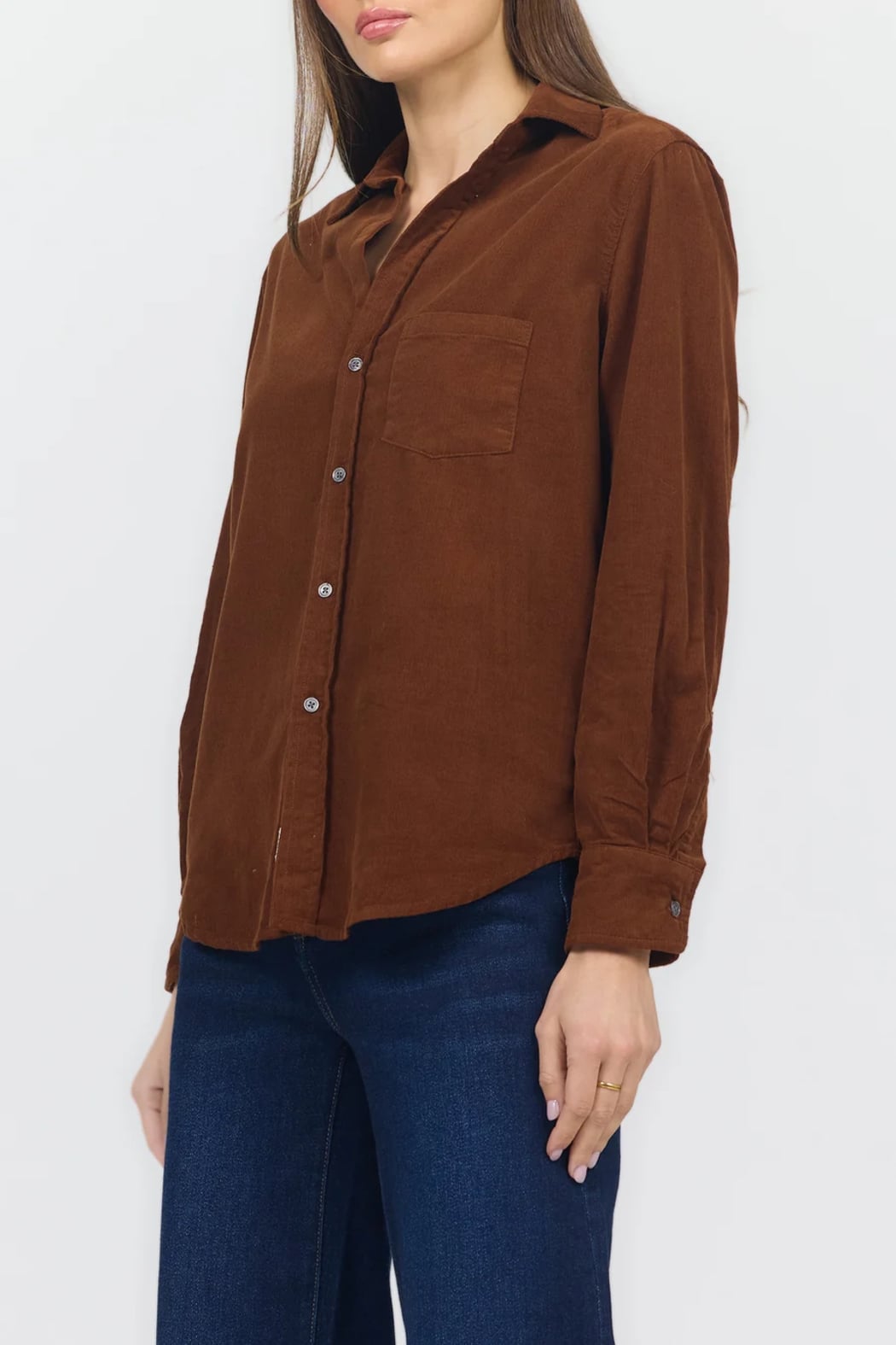 Dear John Galina Button Up Long Sleeve Top | Cappuccino