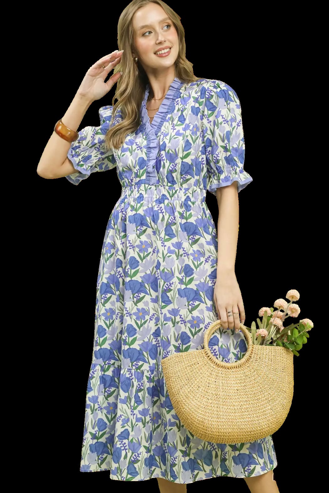 Floral Ruffle Tiered Midi Dress