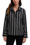 Foxcroft Catalina Lurex Shirt - Black Stripe