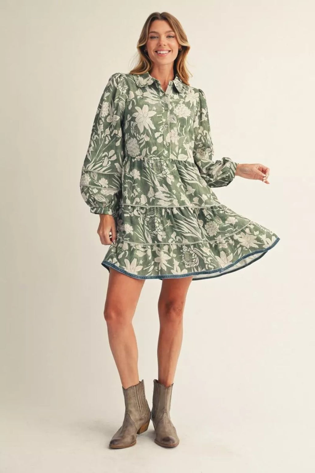 Dress, Green Floral