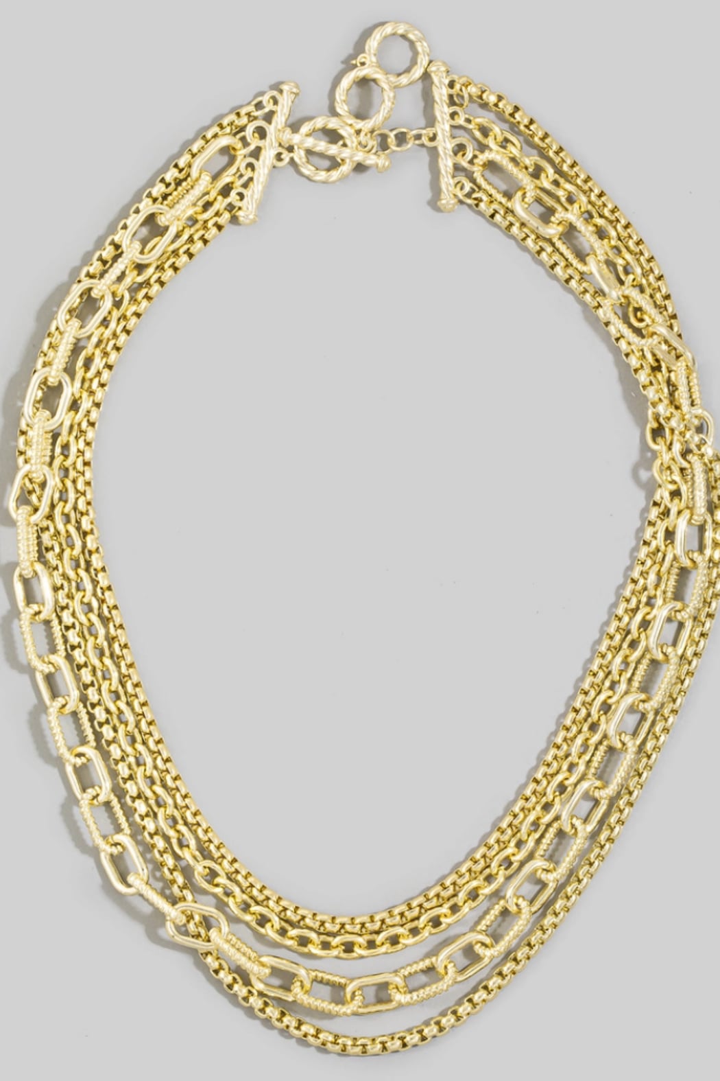 Layered Multi Strand Toggle Necklace
