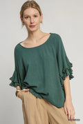 Layered Ruffle Short Sleeve Blouse