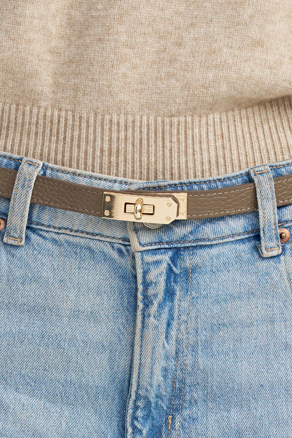 Leather Belt in Taupe