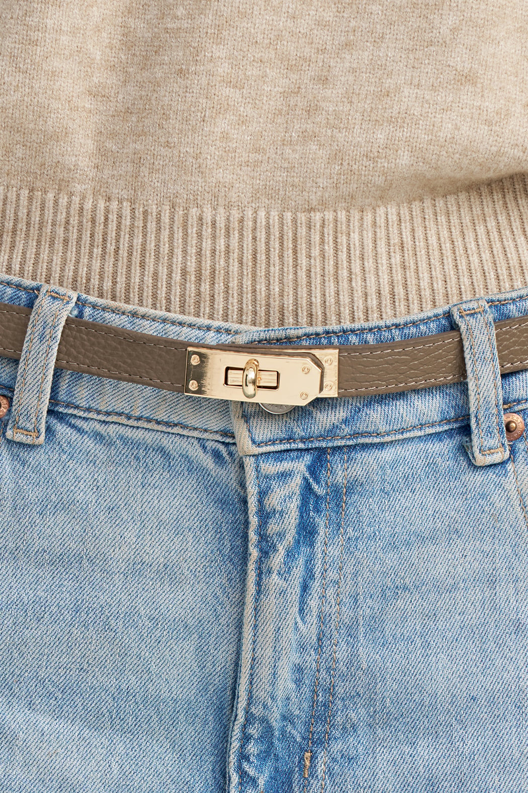 Leather Belt in Taupe