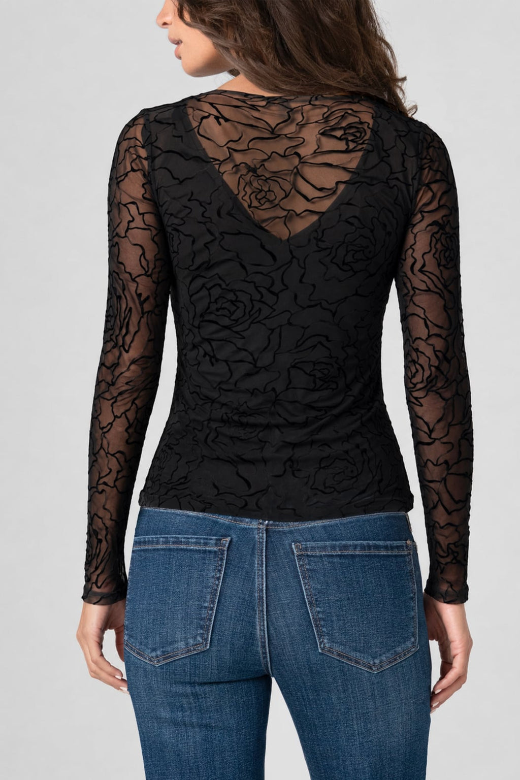 Long Sleeve Layered Knit Top with V Detail