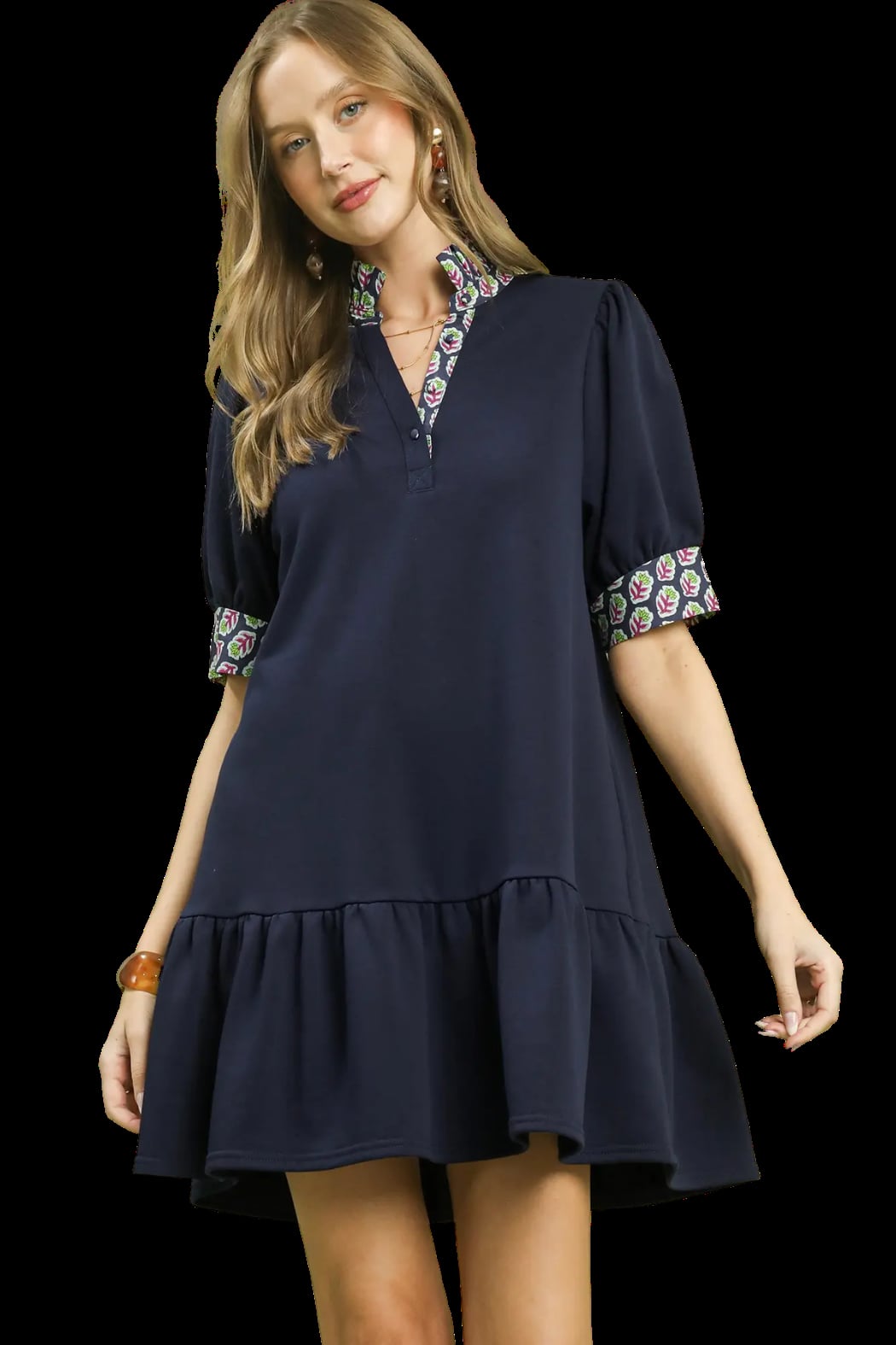 Mini Dress with Floral Ruffle Detail