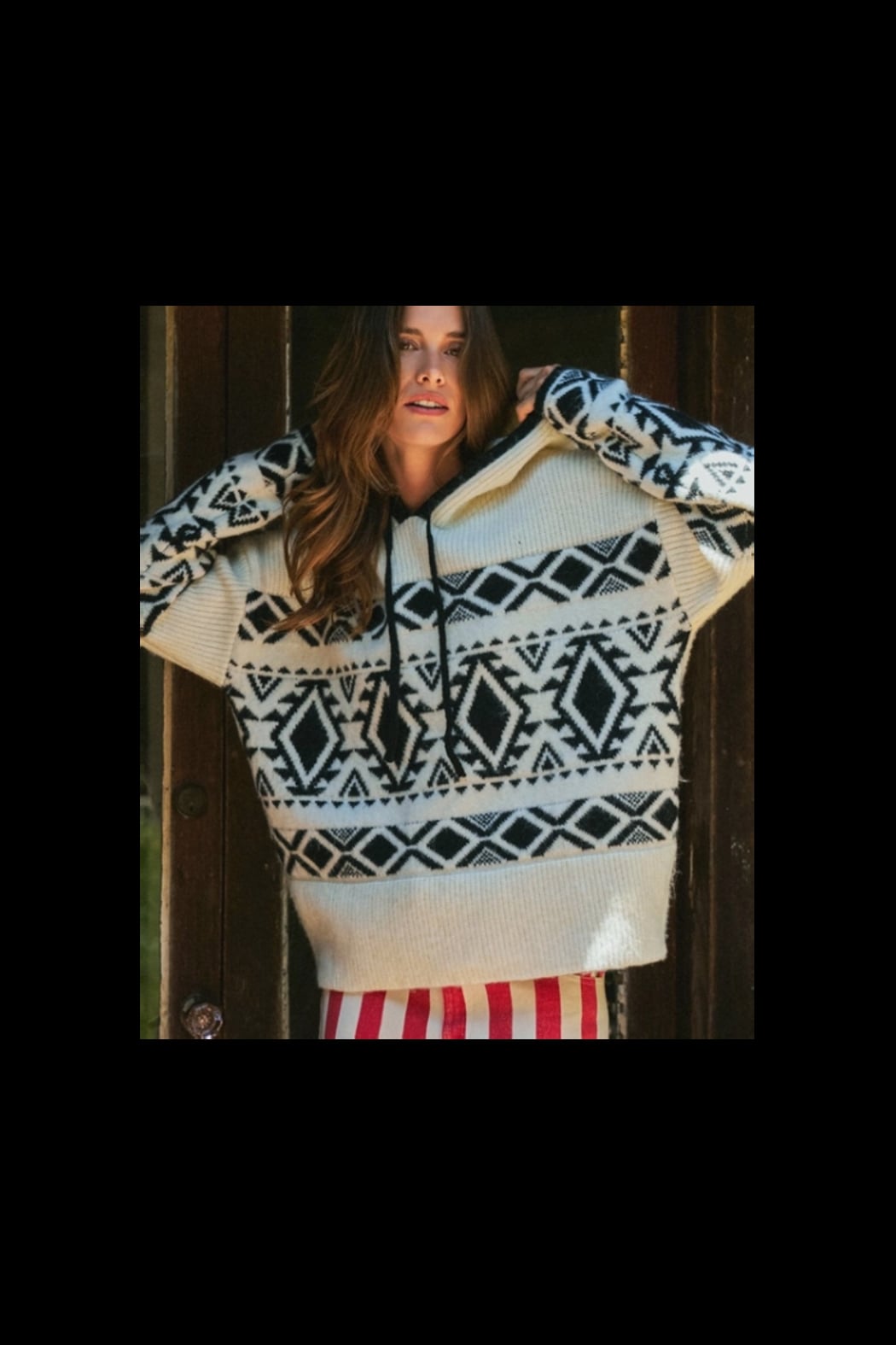 Nordic Fair Isle Hooded Knit Sweater