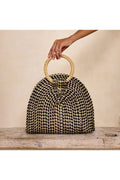 Palm Leaf Fold Over Bag with Handle