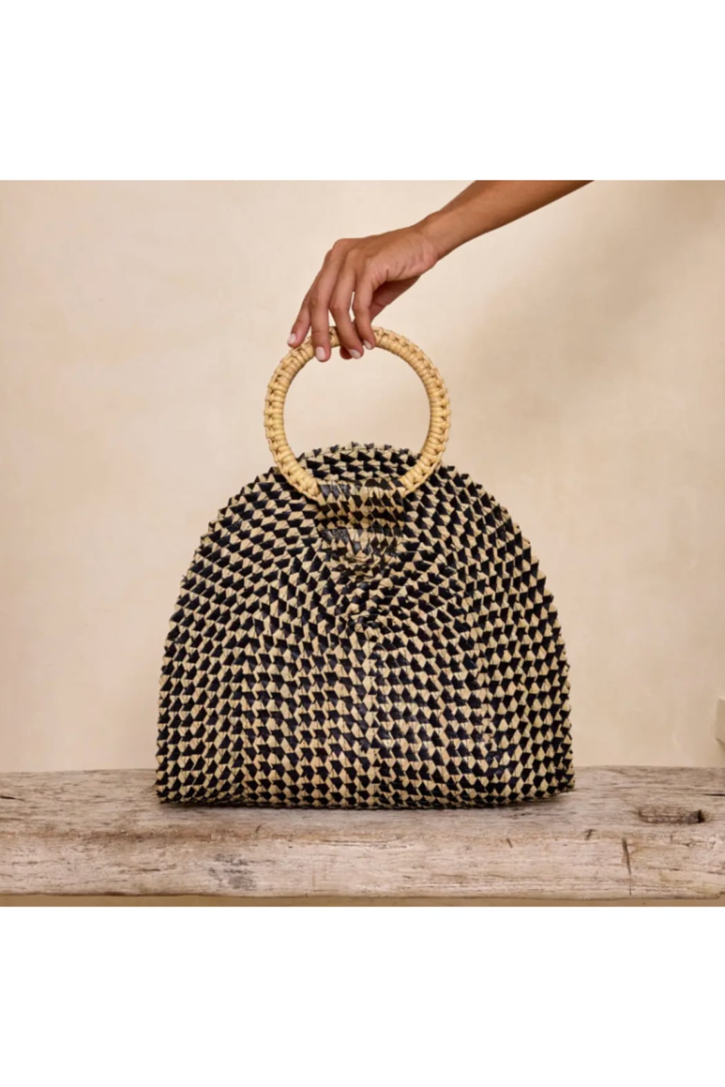 Palm Leaf Fold Over Bag with Handle