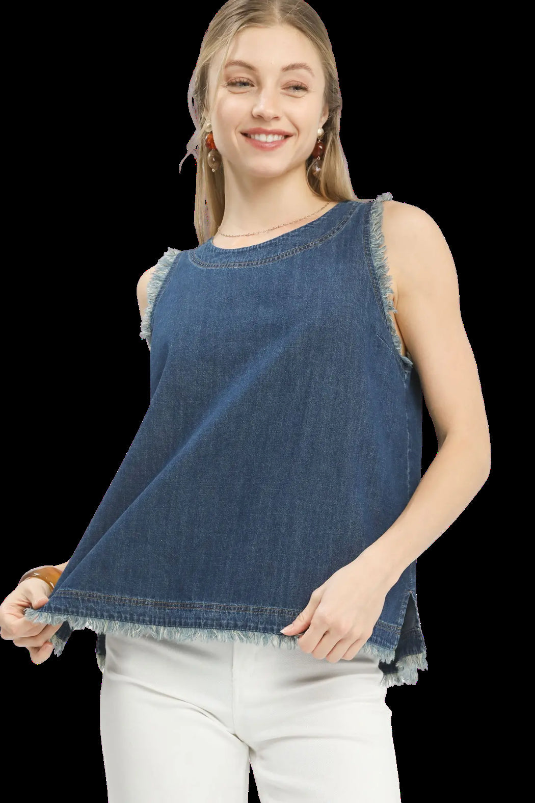 Sleeveless Fringe Hem Blouse