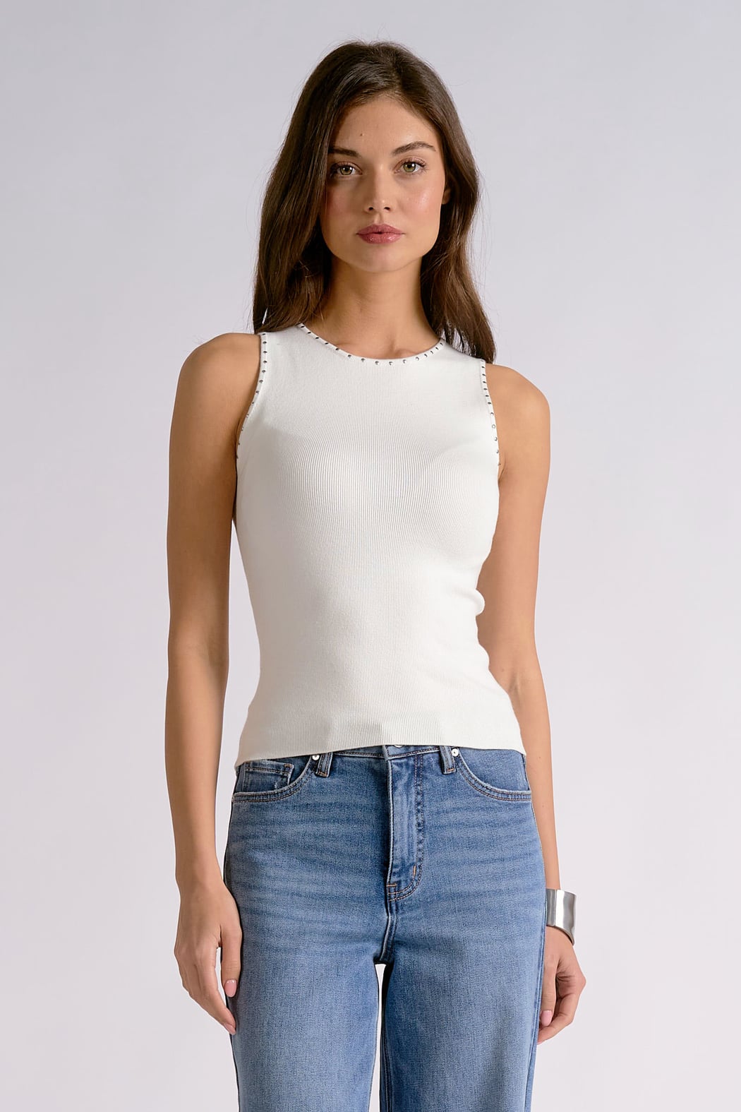 Sweater Tank with Stud Embellishment