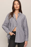 The Gallery Striped Button Up — Oxford Blue