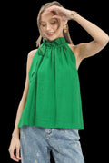 Tie Neck Ruffle Halter Blouse